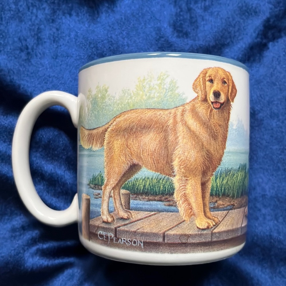 HOST PICK! Golden Retriever Mug by Potpourri Designs Signed C. E. Pearson